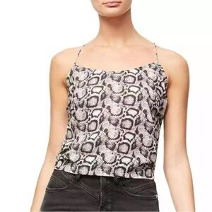 Good American Brown Black The Ruched Snake Print Lightweight Cami Blouse